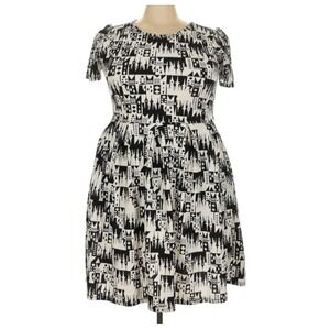 LuLaRoe Womens Dress Size 3XL Amelia Disney Castles Black White Princess‎ 3X